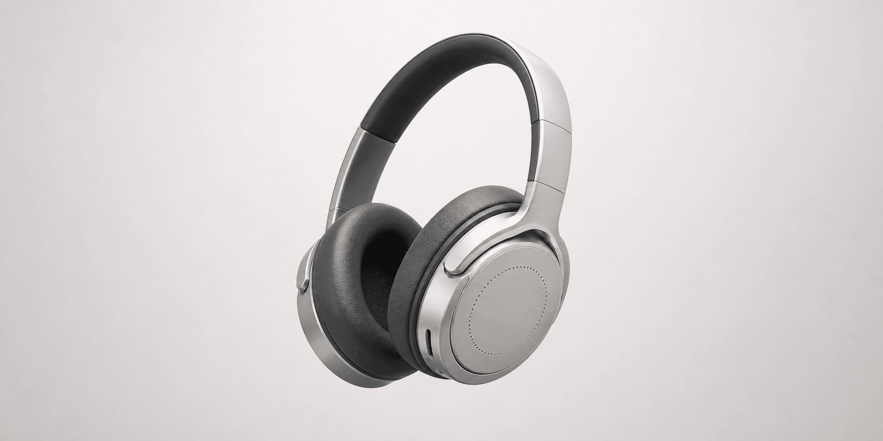 Silver wireless headphones